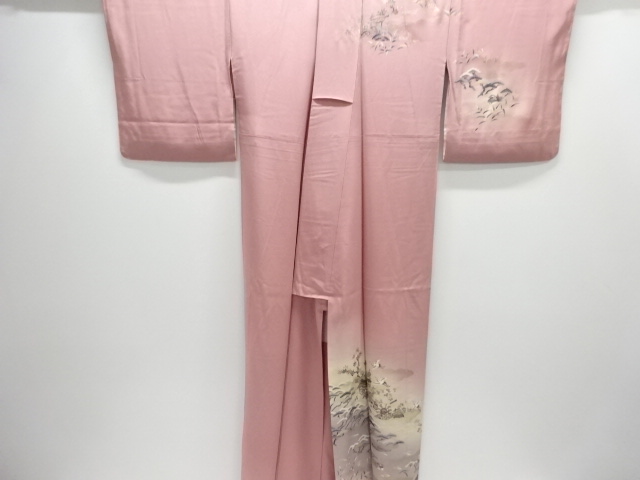  松・鶴・鴛鴦模様一つ紋訪問着